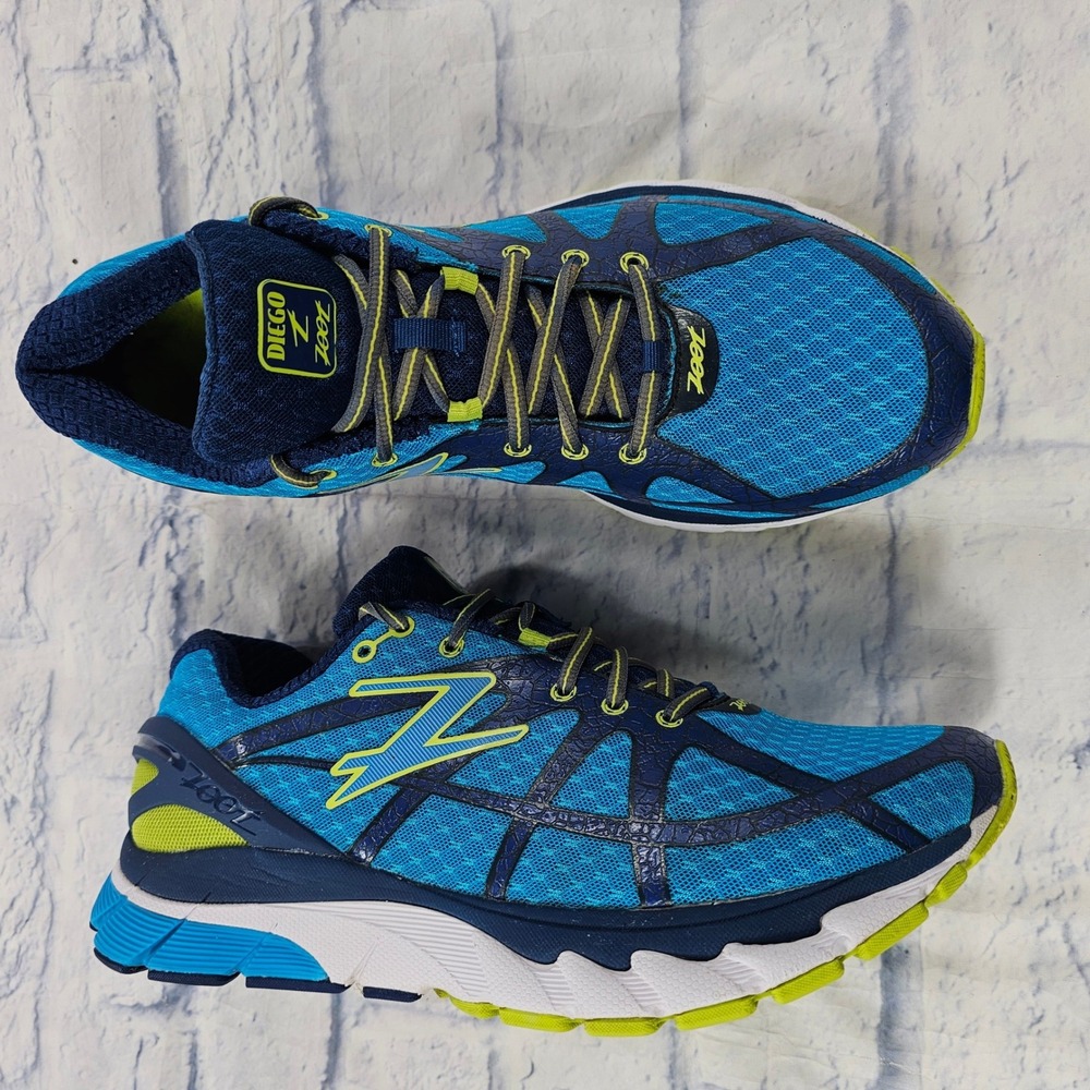 Zoot Diego Running Shoes Mens 12.5 Blue Navy Lime Mesh Cushioned Sneakers